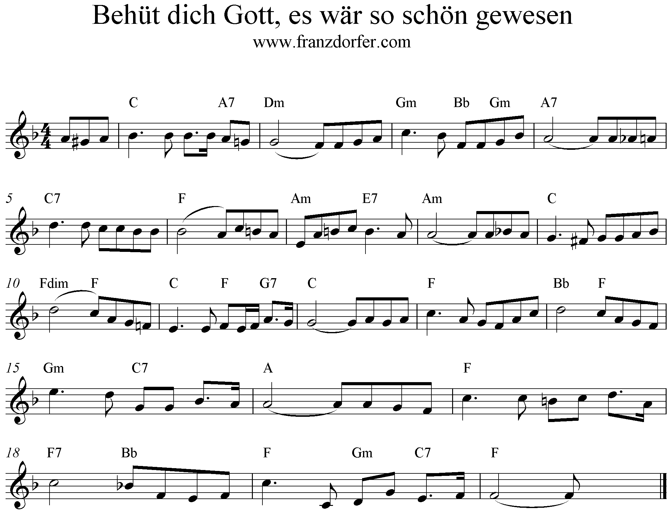 Noten Behüt dich Gott.... Der Trompeter von Säckingen